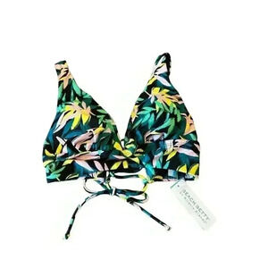 Beach Betty Women's NWT Slimming Control Plunge Lace-Up Bikini Top, Size Small